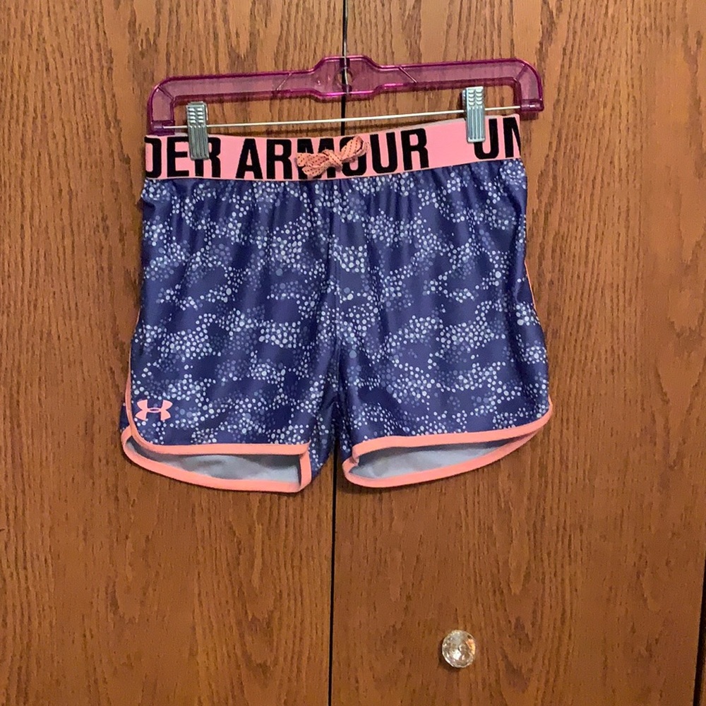 Purple and coral under Armour shorts